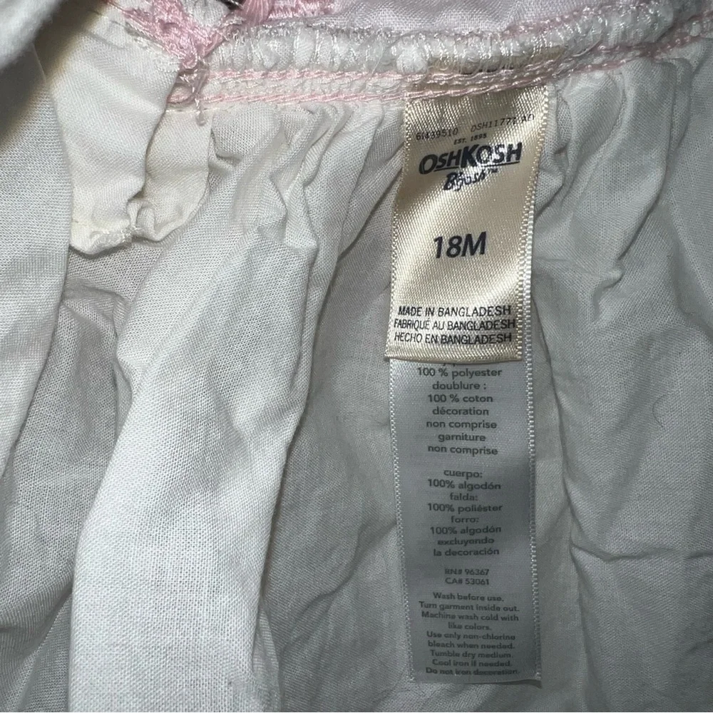 Oshkosh B'Gosh Bunny Rabbit Tulle Overall Dress Pink White Sparkle Size 18 mos.